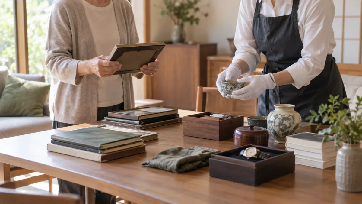 思い出の品と価値ある品を丁寧に仕分ける遺品整理のイメージ