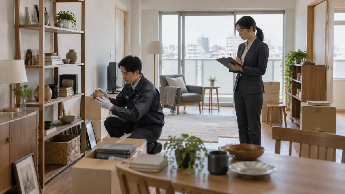 室内に残った家財を確認し価値ある物を仕分ける残置物整理のイメージ