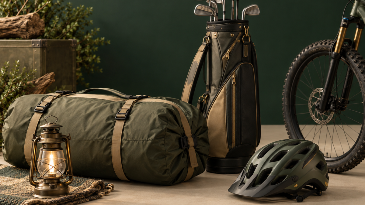 テントとランタン、ゴルフ用品、自転車